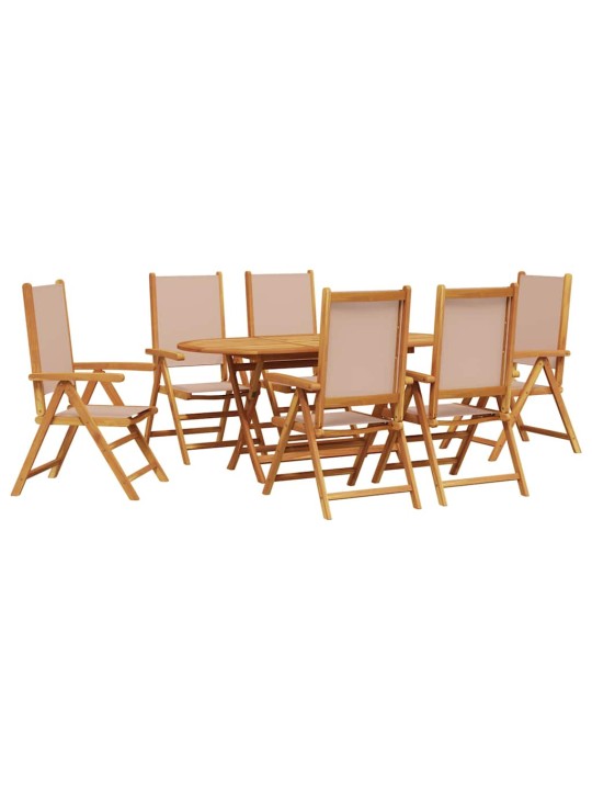 Dārza ēdamgalds saliekams 7 pcs pelēkbrūna akācijas masīvkoks