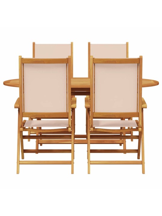 Dārza ēdamgalds saliekams 5 pcs bēša akācijas masīvkoks