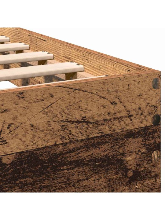 Gultas rāmis ar atzveltni vecs koks 100 x 200 cm