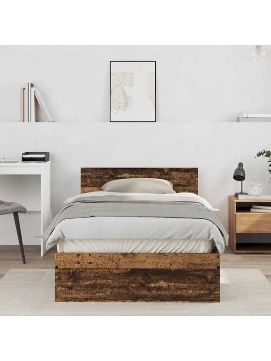 Gultas rāmis ar atzveltni vecs koks 100 x 200 cm