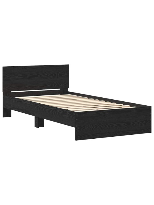 Gultas rāmis ar atzveltni melns ozolkoks 100 x 200 cm