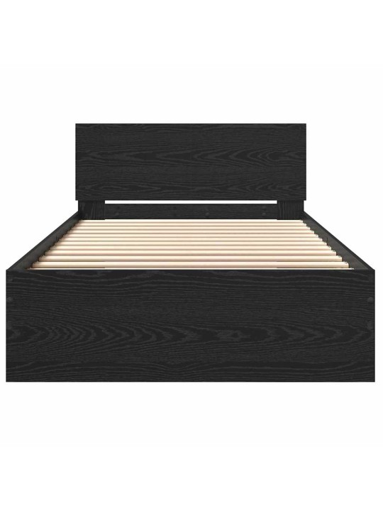 Gultas rāmis ar atzveltni melns ozolkoks 100 x 200 cm