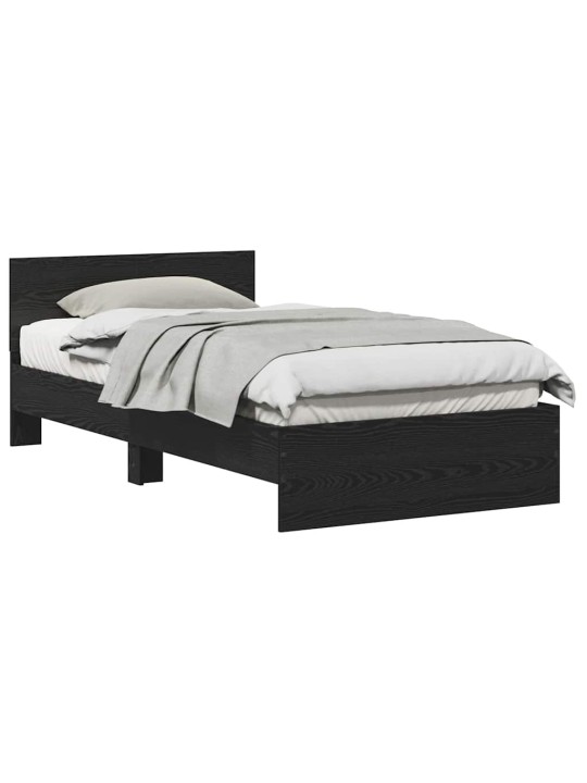 Gultas rāmis ar atzveltni melns ozolkoks 100 x 200 cm