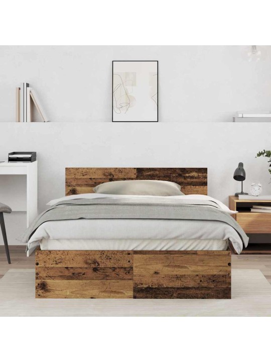 Gultas rāmis ar atzveltni vecs koks 120 x 190 cm