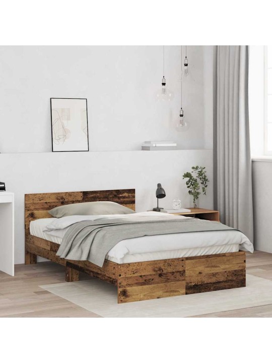 Gultas rāmis ar atzveltni vecs koks 120 x 190 cm