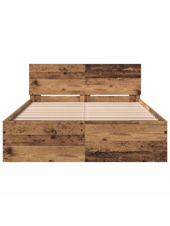 Gultas rāmis ar atzveltni vecs koks 120 x 190 cm