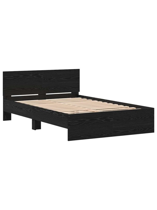 Gultas rāmis ar atzveltni melns ozolkoks 120 x 190 cm