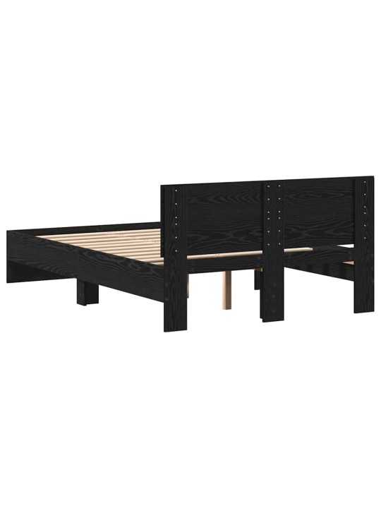 Gultas rāmis ar atzveltni melns ozolkoks 120 x 190 cm