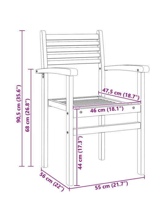 Dārza saliekamās krēsli 6 pcs brūna 55.5 x 55.5 x 90 cm