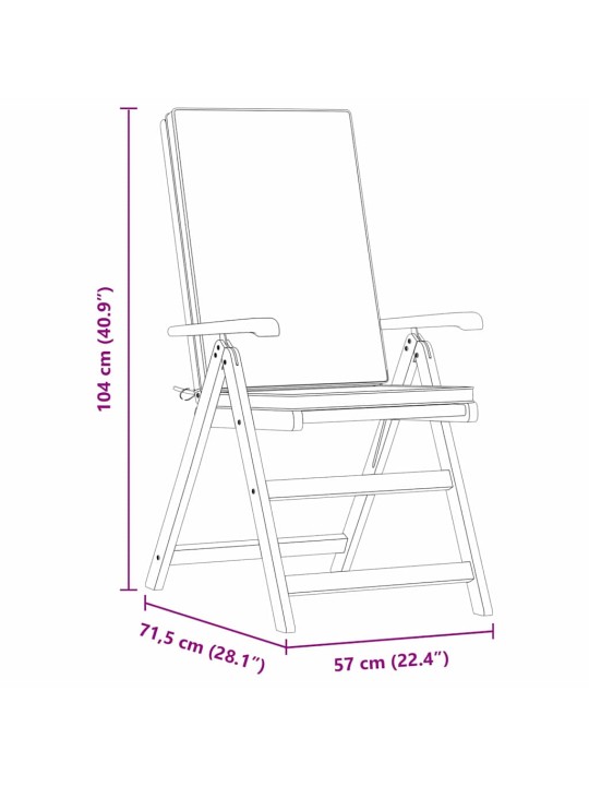 Dārza krēsls 6 pcs brūna 57 x 71.5 x 104cm masīvs tīkkoks