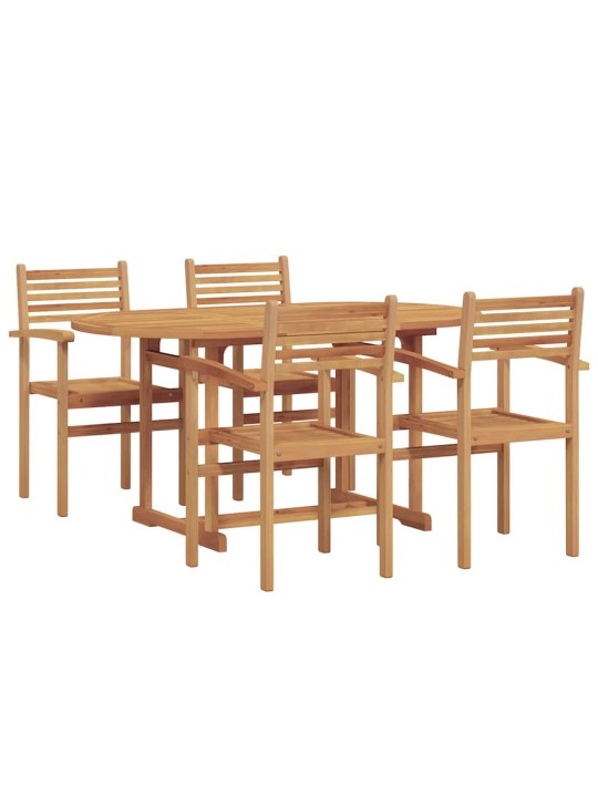 Dārza ēdamgalds 5 pcs brūna masīvs tīkkoks