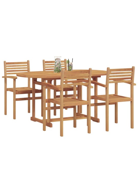 Dārza ēdamgalds 5 pcs brūna masīvs tīkkoks