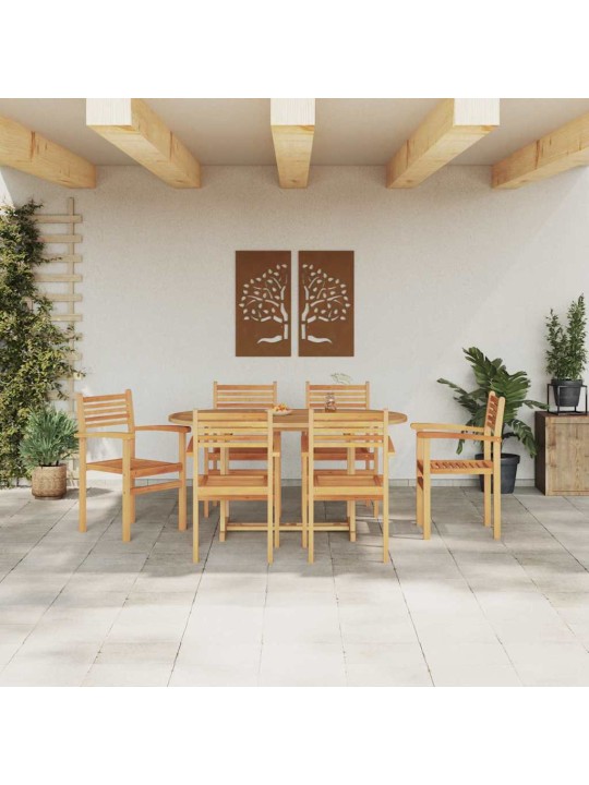 Dārza ēdamgalds 7 pcs brūna masīvs tīkkoks