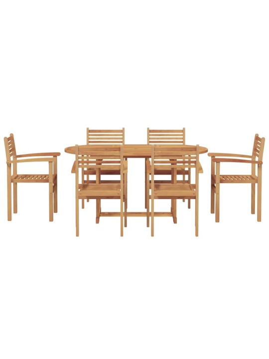 Dārza ēdamgalds 7 pcs brūna masīvs tīkkoks