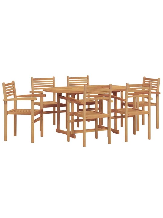 Dārza ēdamgalds 7 pcs brūna masīvs tīkkoks