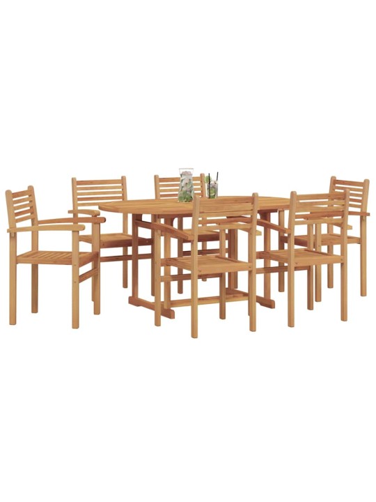 Dārza ēdamgalds 7 pcs brūna masīvs tīkkoks
