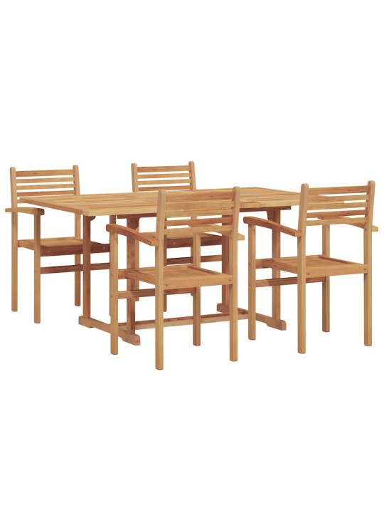 Dārza ēdamgalds 5 pcs brūna masīvs tīkkoks