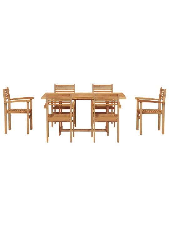 Dārza ēdamgalds 7 pcs brūna masīvs tīkkoks