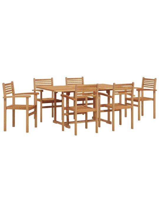 Dārza ēdamgalds 7 pcs brūna masīvs tīkkoks