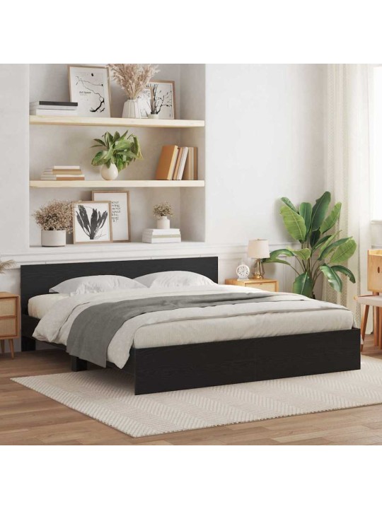 Gultas rāmis melns ozolkoks 180 x 200 cm inženierijas koks