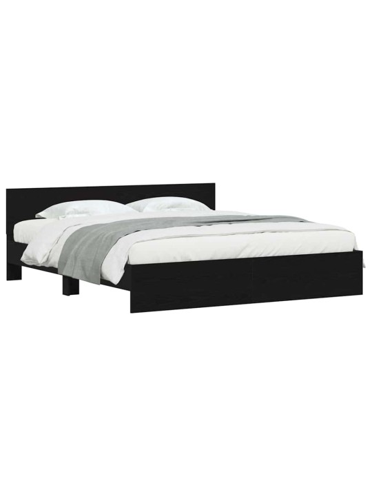 Gultas rāmis melns ozolkoks 180 x 200 cm inženierijas koks