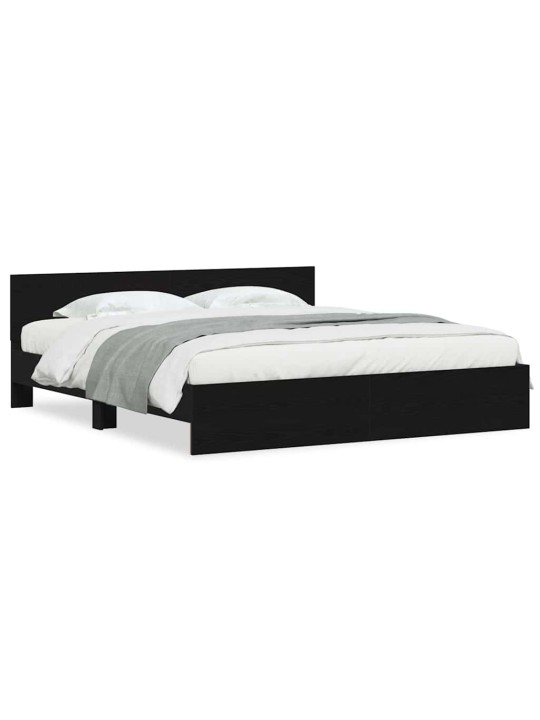 Gultas rāmis melns ozolkoks 180 x 200 cm inženierijas koks
