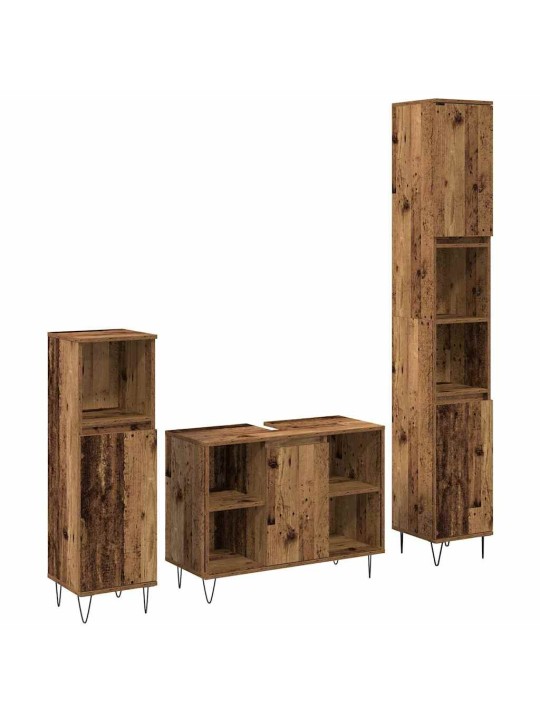Vannas istabas mēbeļu komplekts ar uzglabāšanu 3 pcs vecs koks