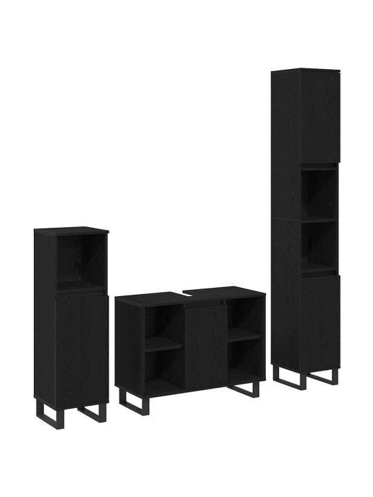 Vannas istabas mēbeļu komplekts 3 pcs melna 30 x 30 x 180 cm