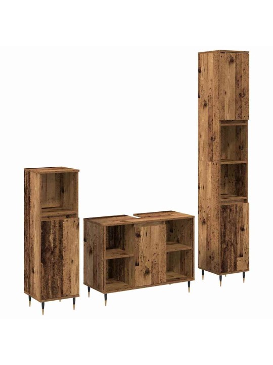 Vannasistabas mēbeļu komplekts 3 pcs vecs koks 30 x 30 x 180 cm
