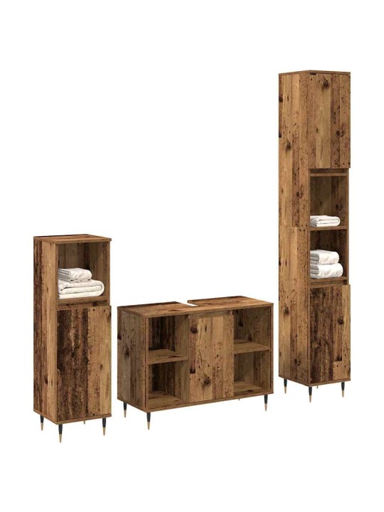 Vannasistabas mēbeļu komplekts 3 pcs vecs koks 30 x 30 x 180 cm