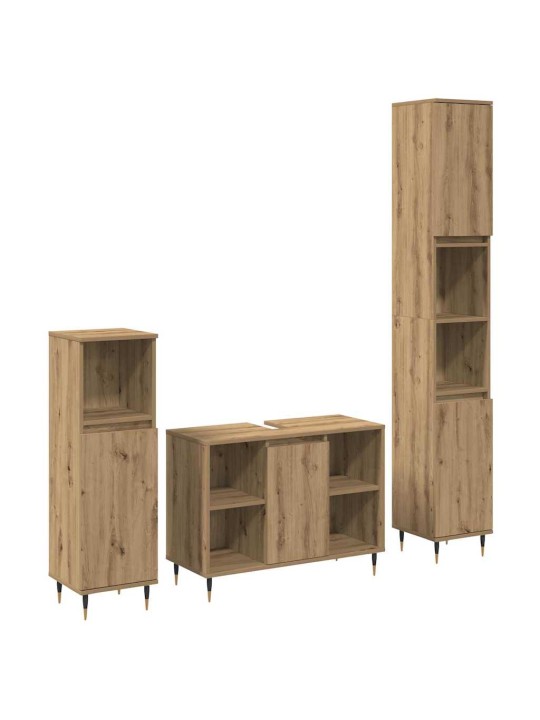 Vannasistabas mēbeļu komplekts ar durvīm 3 pcs artisānā ozols
