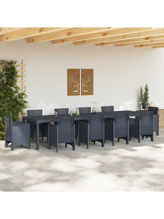 Dārza galds antracīts 350 x 100 x 73 cm poliratāns