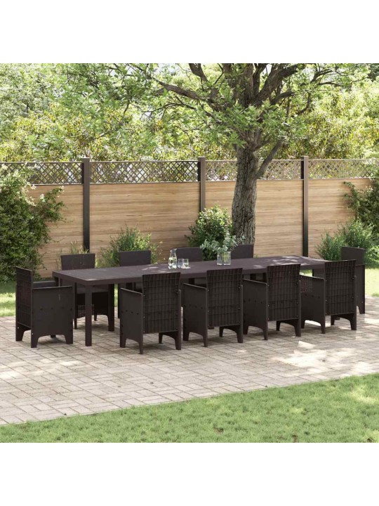 Dārza galds brūna 350 x 100 x 73 cm poliratāns