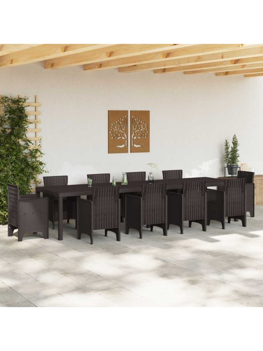 Dārza galds brūna 350 x 100 x 73 cm poliratāns