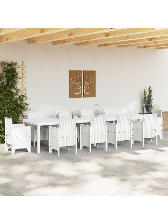 Dārza galds balts 350 x 100 x 73 cm poliratāns