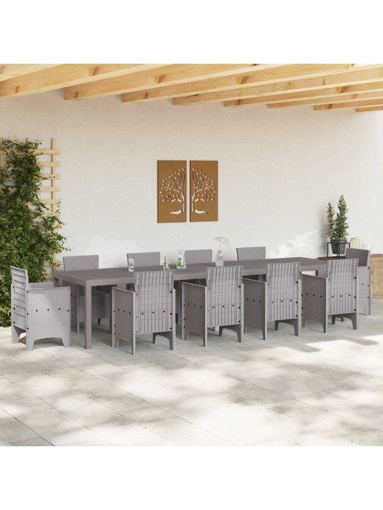 Dārza galds gaiši pelēks 350 x 100 x 73 cm poliratāns