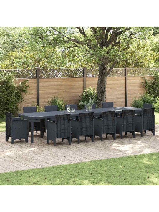 Dārza galds antracīts 400 x 100 x 73 cm poliratāns