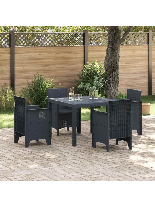 Dārza ēdamgalds 5 pcs antracīts polt rattan
