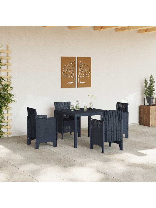 Dārza ēdamgalds 5 pcs antracīts polt rattan