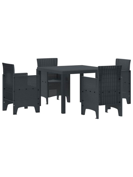 Dārza ēdamgalds 5 pcs antracīts polt rattan
