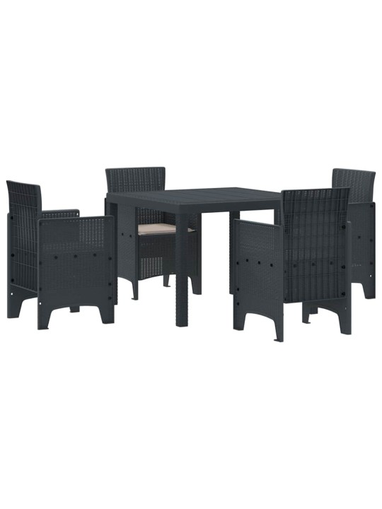 Dārza ēdamgalds 5 pcs antracīts polt rattan