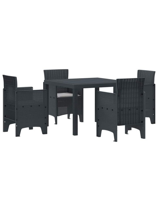 Dārza ēdamgalds 5 pcs antracīts polt rattan
