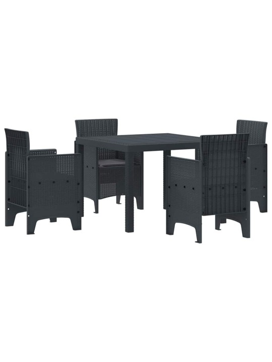 Dārza ēdamgalds 5 pcs antracīts polt rattan