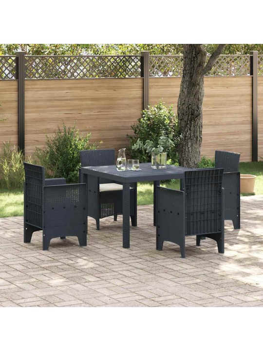 Dārza ēdamgalds 5 pcs antracīts polt rattan