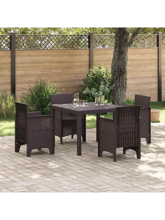 Dārza ēdamgalds 5 pcs brūna polt rattan
