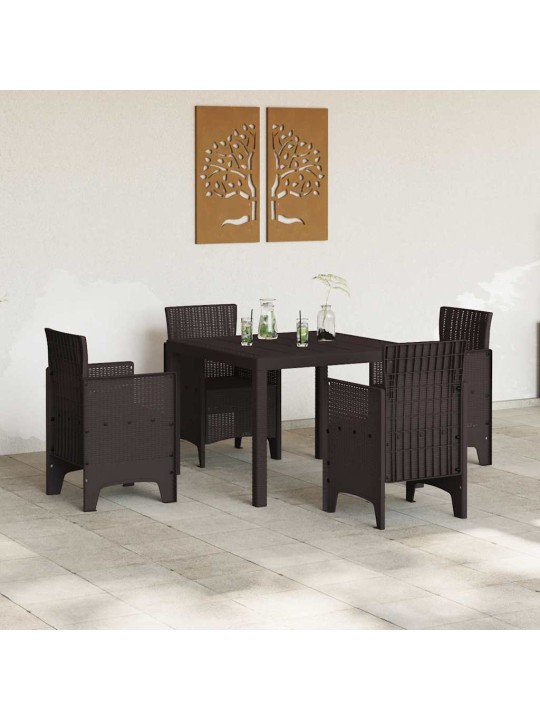 Dārza ēdamgalds 5 pcs brūna polt rattan