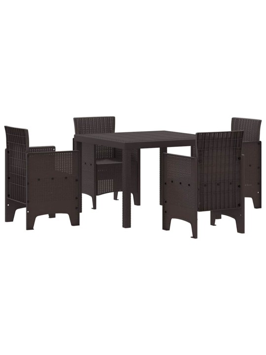 Dārza ēdamgalds 5 pcs brūna polt rattan