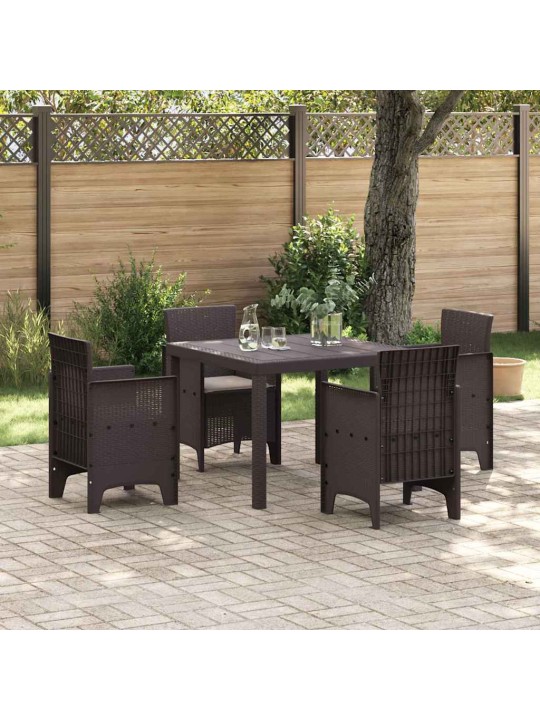 Dārza ēdamgalds 5 pcs brūna polt rattan