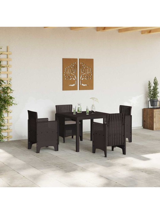 Dārza ēdamgalds 5 pcs brūna polt rattan