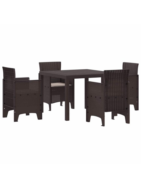 Dārza ēdamgalds 5 pcs brūna polt rattan